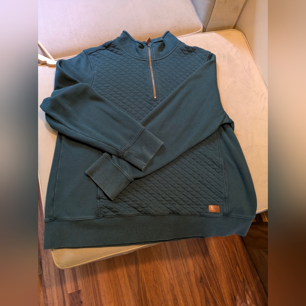 L.L. Bean Teal Quarter-zip Quilted Sweatshirt